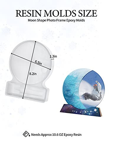 Moon Photo Frame Resin Molds Silicone, Picture Frames Epoxy Molds with Base for Epoxy Resin Casting, Unique Moon Shape Resin Mold for DIY Home Table - WoodArtSupply