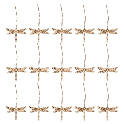 FOMIYES Crafts Wood Slice Craft 50 Sets of Wooden Dragonfly Cutouts Unfinished Dragonfly Shape Slice Blank Wood Ornaments Embellishments with Ropes FOMIYES