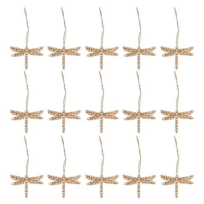 FOMIYES Crafts Wood Slice Craft 50 Sets of Wooden Dragonfly Cutouts Unfinished Dragonfly Shape Slice Blank Wood Ornaments Embellishments with Ropes