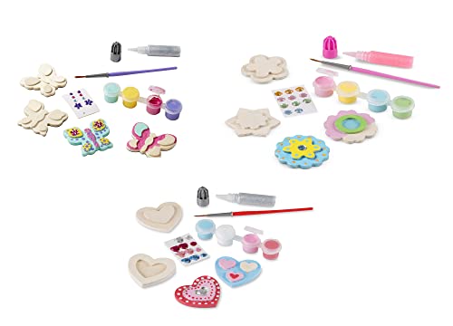 Melissa & Doug Created By Me! Paint & Decorate Your Own Wooden Magnets Craft Kit – Butterflies, Hearts, Flowers - Kids Craft Kits, Great Activity For Melissa & Doug