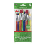 Apple Barrel Multicolor Variety 12-Piece Brush Set | Value Pack Brushes | Easy Grip Acrylic Handle | Use for Craft, Acrylic, Oil, Watercolor, Artist Apple Barrel