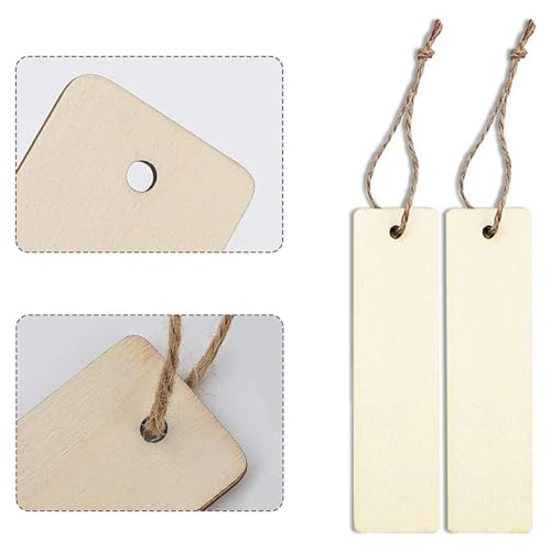 100pcs Heart Wooden for Craft with 30PCS Wood Blank Bookmarks, Unfinished Wood Hanging Tags Heart Rectangle Shape for Home and Holiday Christmas