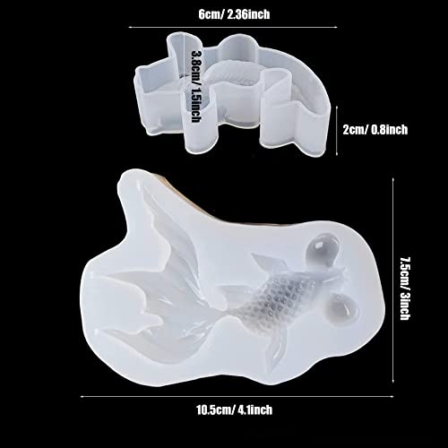 Yayatty Koi Fish Silicone Resin Molds, 5 Pcs Goldfish Fondant Silicone Resin Epoxy Molds for Charms Making Jewelry Home Decoration N\A