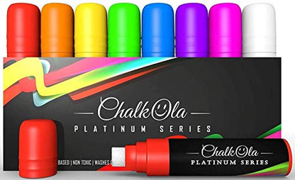 Chalkola Markers Bundle - 8 Neon 15mm + 5 White + 60 Dry Erase Marker - WoodArtSupply