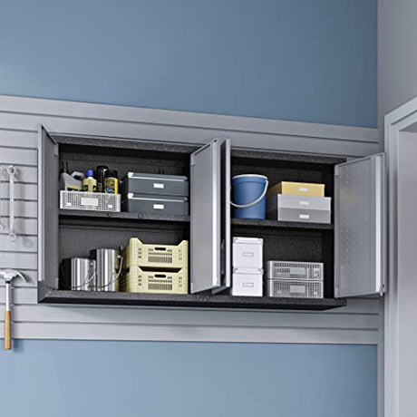 Manhattan Comfort Fortress Metal Floating Garage Cabinets in Grayl (Set of 2) Manhattan Comfort