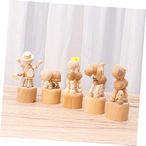 5 Pcs Wooden Animal Arts and Crafts for Unfinished Wood Crafts to Paint Wooden Craft Peg Dolls DIY Wooden Aniaml DIY Unfinished Dolls Model COHEALI