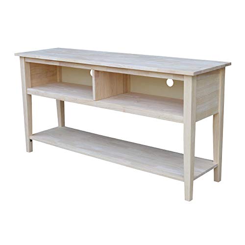 International Concepts Unfinished Entertainment/TV Stand, 60-Inch, Unfinished - WoodArtSupply