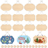 15PCS Unfinished Hanging Wood Sign, Rectangle Blank Wooden Hanging Wooden Slices for DIY, Wood Plaque Wooden Slices Banners with Ropes for Painting BAPHILE