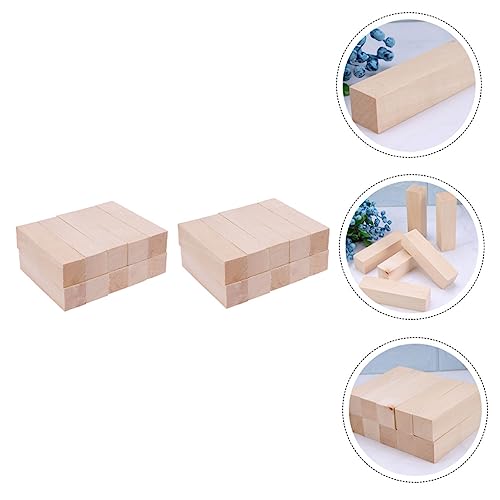 15pcs Carved Square Basswood Strips Drawing Wooden Cube Blank Craft Wood Wooden Blocks Cutouts Unfinished Wood Block Puzzle Making Block Oblong KONTONTY