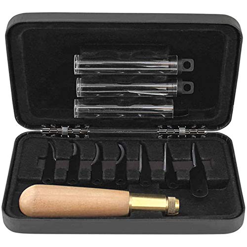Uncle Henry 22UH Deluxe Wood Carving Kit with 10 Interchangeable High Carbon S.S. Blades, Secure 3-Way Brass Attachment System, Detail Knife Tool for Uncle Henry