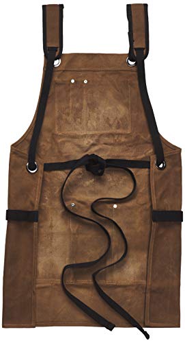 Angry Beaver Waxed Canvas Work Shop Apron For Men, Wood Workers Apron, Adjustable Construction or Craftsman Shop Apron with Utility Pockets and Tool - WoodArtSupply