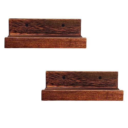 Z metnal Mini Floating Shelves, Small Natural Wooden Display Wall Shelf for Picture Ledge, Pawlownia, Wall Mounted, 8 x 5.5inch, 2 Pack - WoodArtSupply