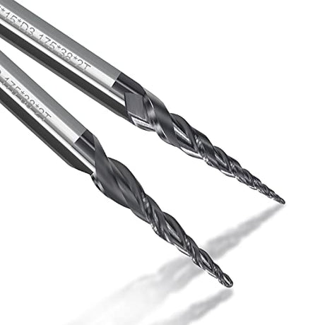 4Pcs Tapered Ball Nose End Mill, 1/8” Shank R0.25/R0.5/R0.75/R1.0 Tip Carbide Wood Engraving Bit CNC Router Bit Milling Cutter 2D and 3D Engrave AnoleX