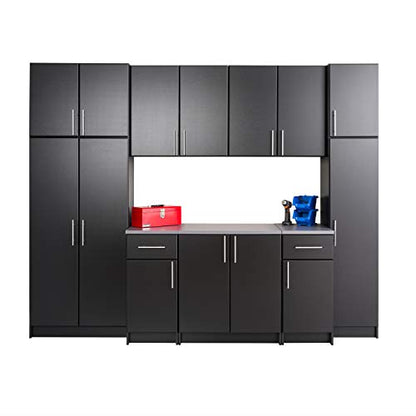 Prepac Elite Functional 9-Piece Garage Cabinets and Storage System Set A, Simplistic Garage Closet Shop Cabinets 24" D x 112" W x 89" H, Black,