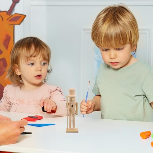 Tofficu Unfinished Wood Nutcracker Figures, 1 Set 18cm DIY Unpainted Nutcracker Ornaments Christmas Craft Blank Paint Toy Hanging Soldier Puppets for Tofficu