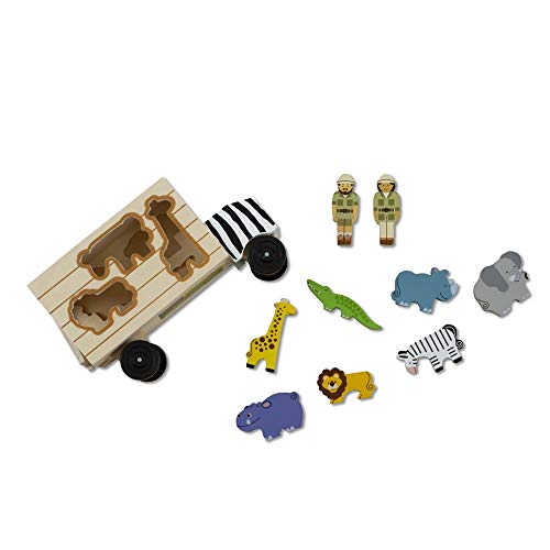 Melissa & Doug Animal Rescue Shape-Sorting Truck - Wooden Toy With 7 Animals and 2 Play Figures -Vehicle Toys For Toddlers Melissa & Doug