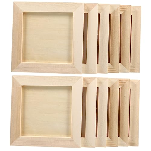 KALLORY 12 Pcs Clay Picture Frame 3d Wood Diy Photo Wallet Size Picture Frames Natural Clay Unfinished Picture Frames Bulk Picture Frames Farmhouse KALLORY