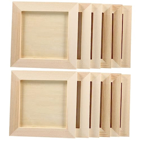 KALLORY 12 Pcs Clay Picture Frame 3d Wood Diy Photo Wallet Size Picture Frames Natural Clay Unfinished Picture Frames Bulk Picture Frames Farmhouse KALLORY