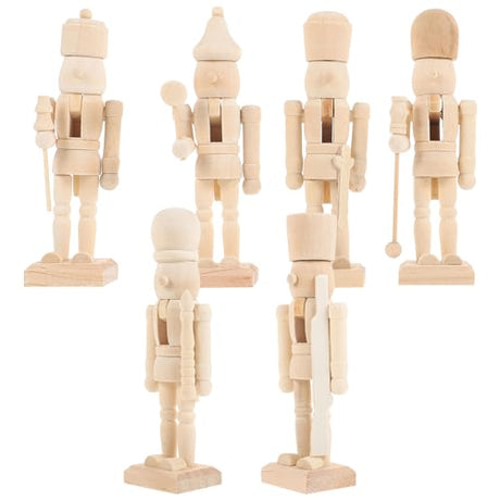BESPORTBLE Christmas Unfinished Nutcracker: Unfinished Wood Nutcracker, 4.7 Inch Christmas DIY Nutcracker Figures for Christmas Arts Project (6Pcs) BESPORTBLE