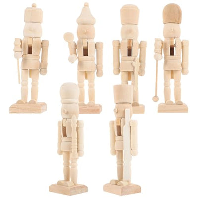 BESPORTBLE Christmas Unfinished Nutcracker: Unfinished Wood Nutcracker, 4.7 Inch Christmas DIY Nutcracker Figures for Christmas Arts Project (6Pcs)