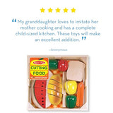 Melissa & Doug Cutting Food - Play Set With 25+ Hand-Painted Wooden Pieces, Knife, and Cutting Board - Pretend Play Kitchen Fruit Toys For Toddlers Melissa & Doug