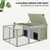 MEDEHOO Chicken Coop Large Wooden Rabbit Hutch Indoor Outdoor with 2 Living House ANG PVC Layer for Chicken, Hutch, Ducks MEDEHOO