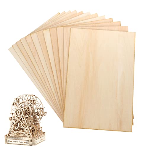 CYEAH 16 Pcs 12 x 8 Inch Basswood Sheets 1/16, 1.5mm Thin Plywood Sheets Unfinished Wood Sheets Basswood Sheet for Laser Cutting Crafts DIY Wooden CYEAH