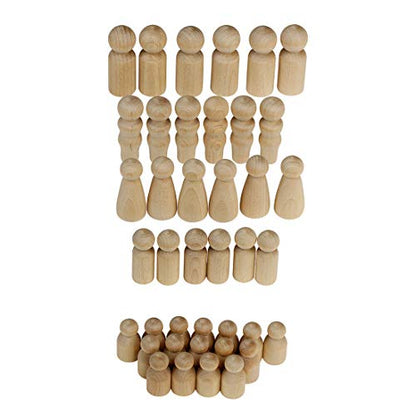 Hygloss Wood Peg Dolls – Craft Paintable Birchwood Doll People – Assorted Family, 40 Pieces