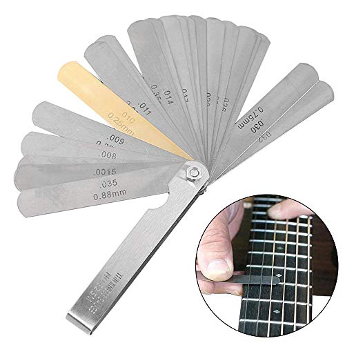 Jiayouy 13 Pieces Luthier Tools Including 32 Blades Feeler Gauge 9pcs Understring Radius Gauge Guitar Neck Notched Straight Edge String Action Gauge Jiayouy