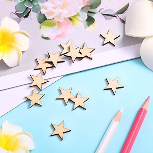 500 Pieces Wooden Star Shape Unfinished Wood Star Pieces, Blank Wood Pieces Wooden Star for Craft Flag Project and Decoration(3/4 Inch) Gejoy