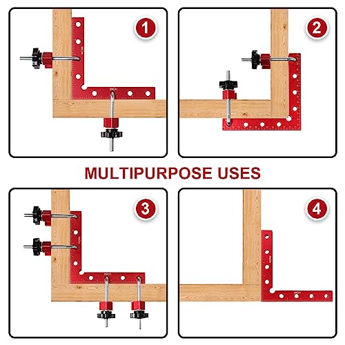 Rumansen Right Angle Clamps, 90 Degree Positioning Squares, 5.5"x5.5" (140mmx140mm) Aluminum Alloy Carpenter Corner Clamps, Clamping Square for - WoodArtSupply