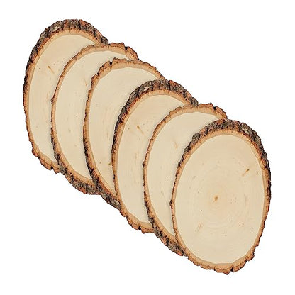 Walnut Hollow Basswood Round, Small 5-7" Wide with Live Edge Wood (Pack of 6) - for Wood Burning, Home Décor, and Rustic Weddings - WoodArtSupply