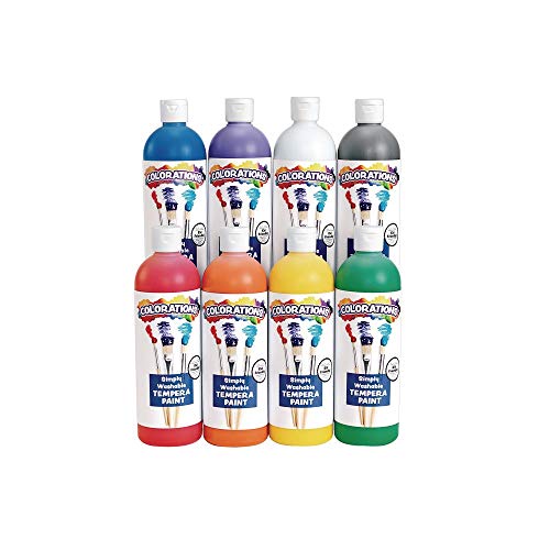 Colorations Simply Washable Tempera Paint, Rainbow Plus 8 Pack, Matte Finish, Classroom Supplies, Vibrant Colors, Non Toxic, Washes Off Easily, - WoodArtSupply