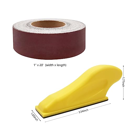 Mini Sander for Small Projects Plus One Roll of 600 Grit Hook and Loop Sandpaper (1''x20'), Micro Sander Sanding Tool Kit for Detail Sanding, DIY YGFRSTO