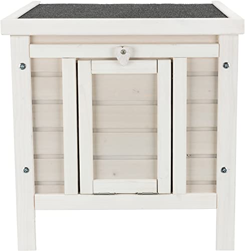 TRIXIE Small Pet House, Wooden Outdoor Shelter, Weatherproof Pet Home, Ideal for Cats, Rabbits, Bunnies, Guinea Pigs, Lt. Gray - WoodArtSupply