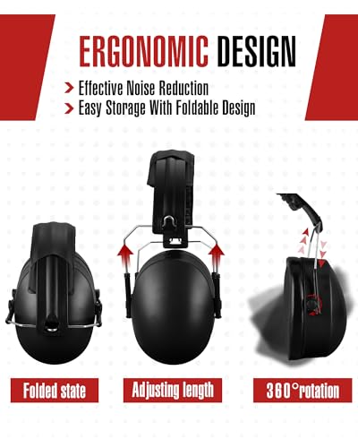 Copkim 12 Pcs Hearing Protection Ear Muffs NRR 28dB Noise Reduction Headphones Shooting Ear Protection Earmuffs(Black) Copkim