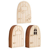 VOSAREA 30Pcs trinkets gnome House Door Window Wood Door Slice Fairy Gnome Door Wood Cutout hut Shape Wood Slice unpainted elf Door House Shaped Wood VOSAREA