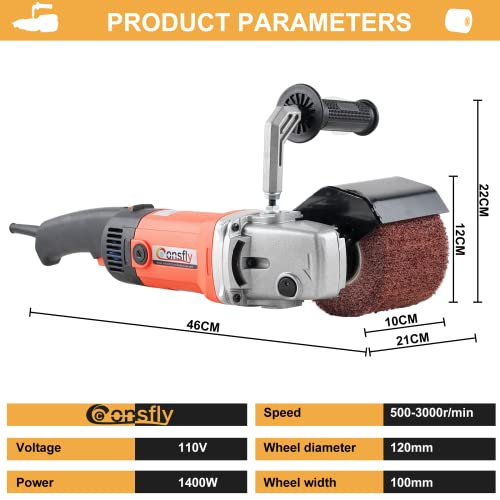 Burnishing Polishing Machine, 1400W Electric Wire Drawing Machine 110V with 2 Wheels, Wheel Polisher Sander for Metal Stainless Steel Plastic Wood - WoodArtSupply