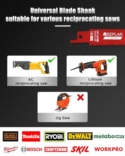 25 Pack 6 inch 14/18 TPI Bi-Metal Auto Dismantling Sawzall Blade for Metal, 6” 18-TPI Reciprocating Saw Blades Replace Milwaukee and Diablo sawzall