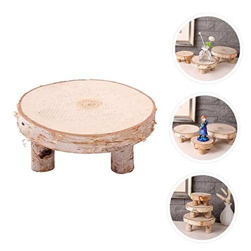 EXCEART 3 Pcs Solid Wood Ornaments Round Wood Cake Stand Cupcake Ornament Wood Tea Light Candle Holders Wood Flower Pot Holder Tiered Tray Wood Slice EXCEART