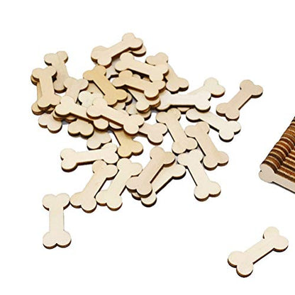 200pcs Wooden Dog Bones Plain Unfinished Wood Craft Ready to Paint or Decorate Best for Tags,Earrings,Wedding,Family Birthday Calendar,Plaque,Jewelry