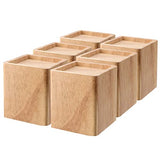 TAICHEUT 6 Pack Wood Bed Risers, 4 Inch Natural Square Dark Wood Furniture Lifters, Heavy Duty Wood Extenders for Beds, Tables, Sofas, Dressers, TAICHEUT