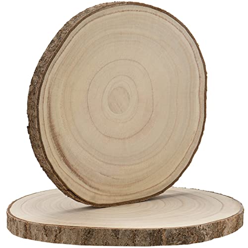 KEILEOHO 10 Pcs 12 inch Wood Circles Rounds with Holes, Unfinished Wood Rounds, Blank Round Wood Circles for Ornaments, Wooden Plaque Disc Cutouts