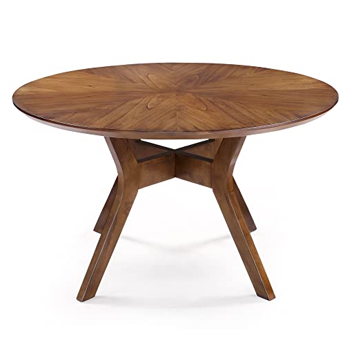 Uolfin Round Dining Table for 6, Solid Wood, 52-Inch - WoodArtSupply