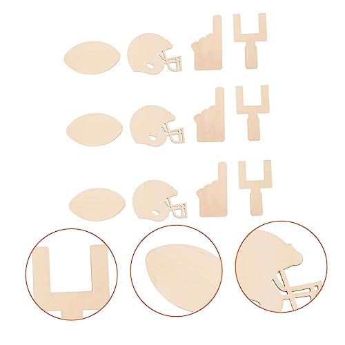 TEHAUX 40pcs Signboard Wood Piece Soccer Ornaments Football Wood Slice Unfinished Wood Helmet Blank Ornaments Sports Accessories Rugby Signage Making TEHAUX