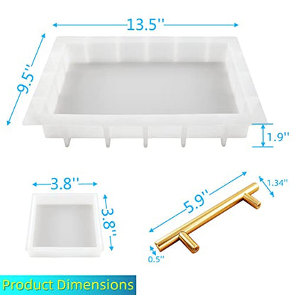 Resin Tray Molds Silicone, 13.5" Large Deep Rectangle Molds for Resin with 4pcs Coasters Mold, Epoxy Resin Casting Molds for DIY Flowers Preservation Resin Art Making Home Décor