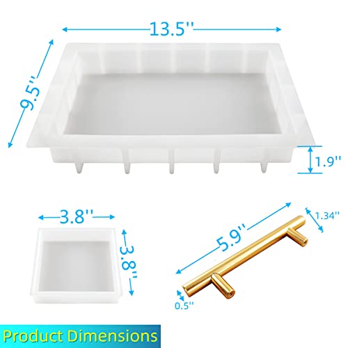 Resin Tray Molds Silicone, 13.5" Large Deep Rectangle Molds for Resin with 4pcs Coasters Mold, Epoxy Resin Casting Molds for DIY Flowers Preservation XXKJSZJQ