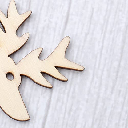 SUPVOX Wooden Chip Unfinished Wood Ornaments DIY Accessories Wood Cutouts Christmas Reindeer Wood Patches Home Bar Wedding Party 20pcs