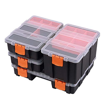 CASOMAN Hardware & Parts Organizers, 4 Piece Set Toolbox, Compartment Small Parts Organizer, Versatile and Durable Storage Tool Box - WoodArtSupply