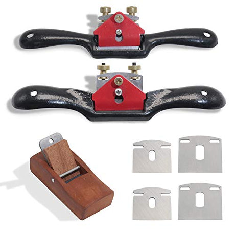 boeray 2pcs Adjustable SpokeShave with Flat Base, 6pcs Metal Blade and 1pcs Portable Woodworking Planes Wood Working Hand Tool Perfect for Wood boeray